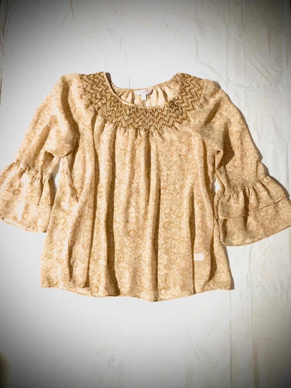 EUC Lauren Conrad Bell Sleeve Semi Sheer Blouse